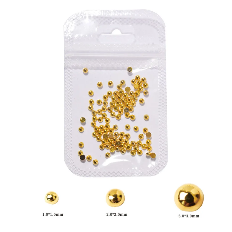 Description Picture 2 of item100pcs/lot 1-3mm 3D Gold Silver Half Round Ball Charm Nail Art Studs Metal Rivets Nail Art Decorations For Manicure Nails