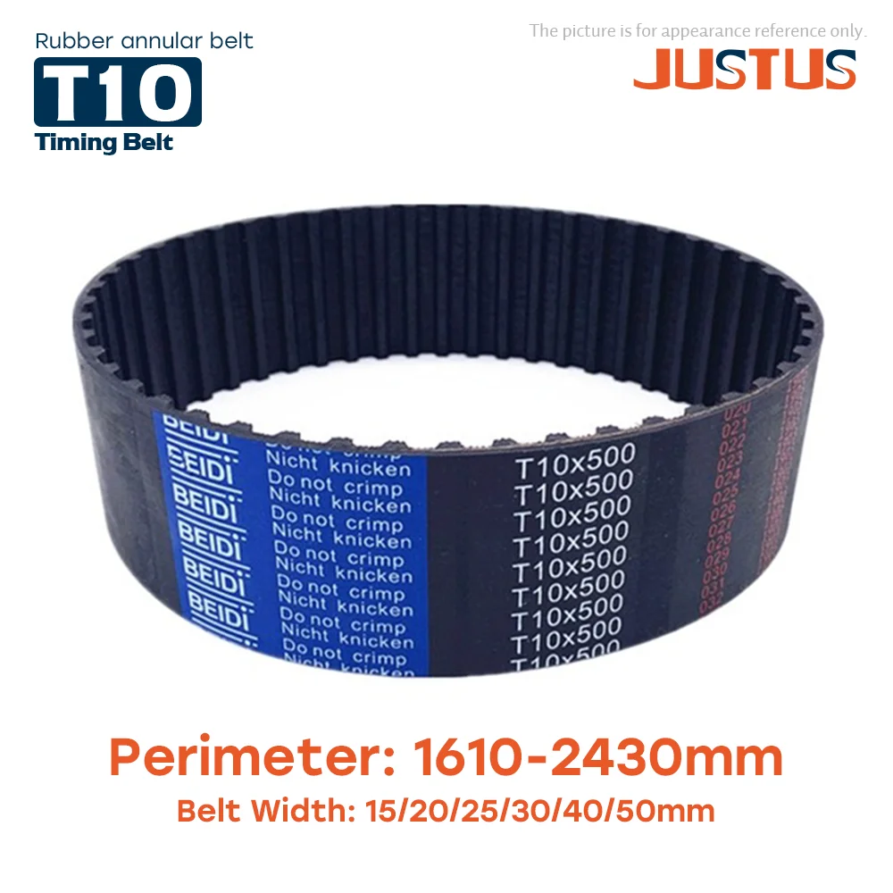 

T10 type Rubber Closed Loop Timing Belt Width 15/20/25/30/40/50mm Perimeter 1610-2430mm Pitch 10mm T10 Black Synchronous Belt