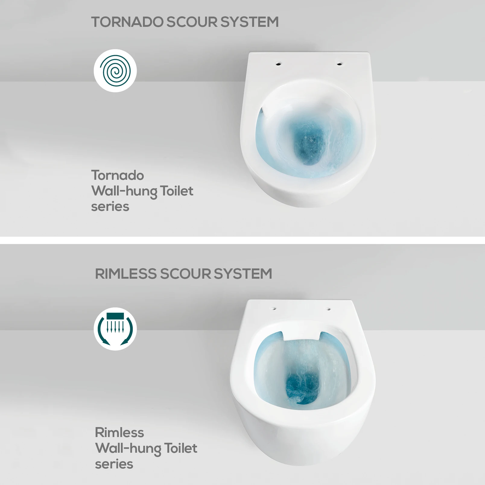 Hotel ceramic sanitary ware bathroom, frameless p-type trap wall-mounted toilet bowl tornado flushing
