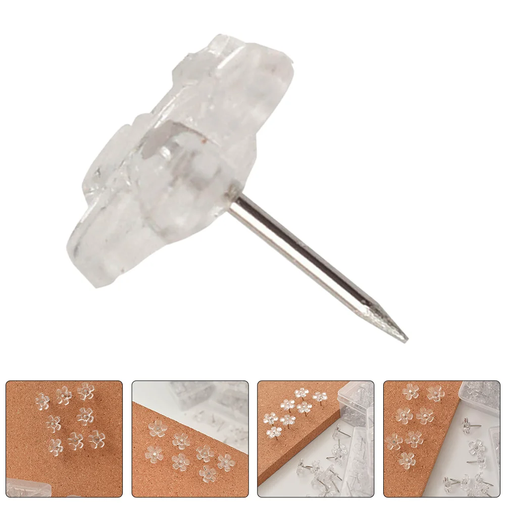 

Flower Push Pins Thumbtack Board Map Bulletin Thumbtacks Decorative Pushpin Cute Clear Cork