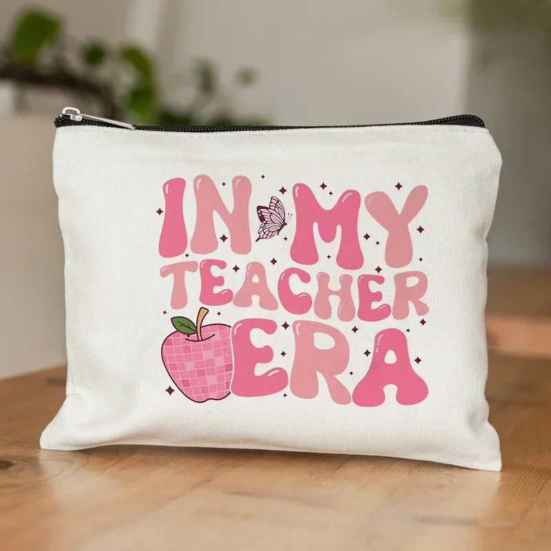 In My Teacher Era Pattern Cosmetic Bags Gift for Teachers on Christmas and Halloween Back To School Teacher Gifts Storage Clutch