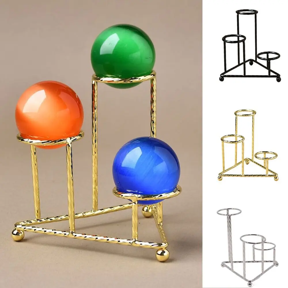 

Металлическая треугольная основа для шаров, простой серебристый/черный/золотой декоративный держатель для шаров с кристаллами, большая емкость, подставка для хрустальных шаров для дома