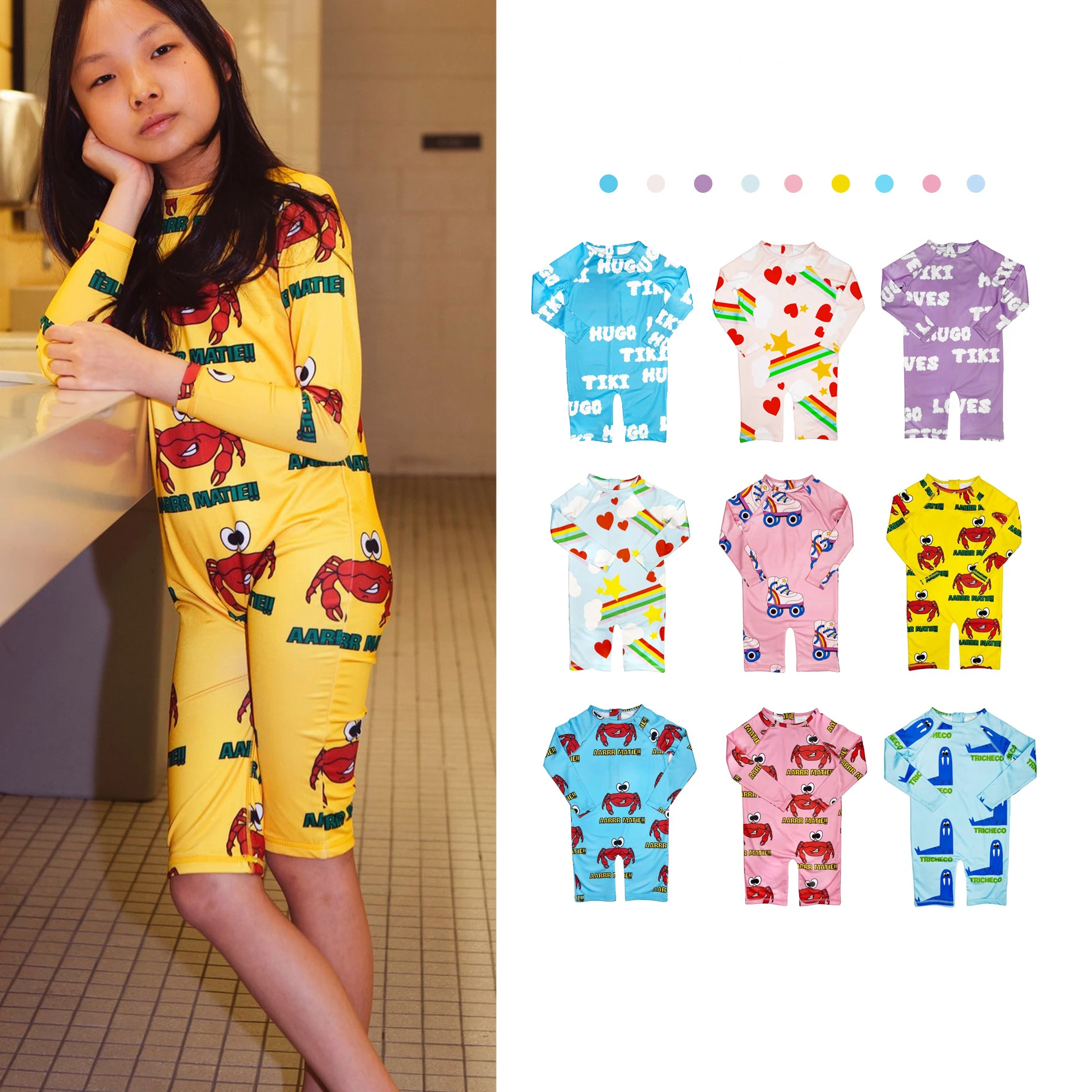 Kids Swimwear Hugo Loves Tiki New Summer Baby Girls Bikini Suit Long