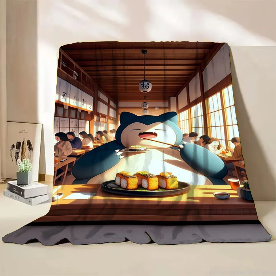 Pokemon Snorlax Flannel Fluffy Fleece Blanket for Home Bedroom Bed Sofa Office Children's Cover Adult Soft Blanket Kid Cute Gift 4