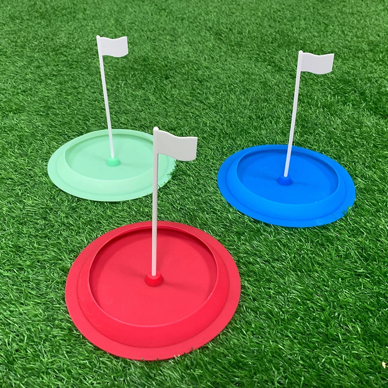 Description Picture 3 of itemGolf Practice Hole Putting Cup All Direction Soft Rubber with White Target Flag Golf Hole Cup Blue Green and red Training Aids