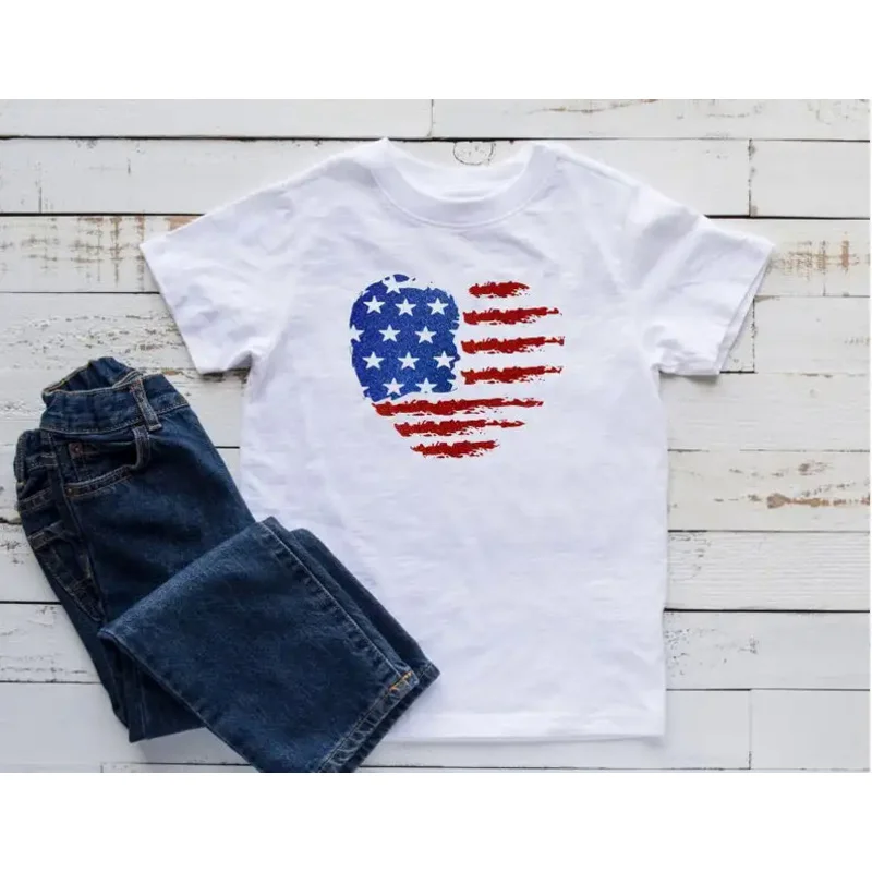 

love Patriotic 4th of July Shirt Streetwear Unisex harajuku Short Sleeve 100%Cotton Top Tee Short Sleeve T-Shirts Female Clothes