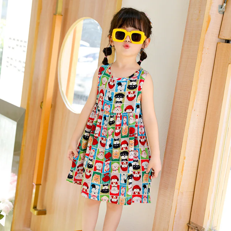 

Princess vest skirt, big girl cotton silk dress, cotton silk, western-style summer clothing, little girl, children's new style