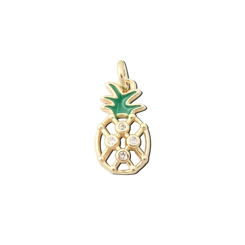 

10pcs Brass Inlaid Zircon Fruit Shape Charms Accessories For Jewelry Making Diy Bracelet Necklace Pendants Earrings