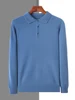 100% Mink Cashmere Jacket Men's POLO Collar Pullover 2024 Spring Autumn New Knitted Tops Casual Loose Large Size Men's Shirts 4