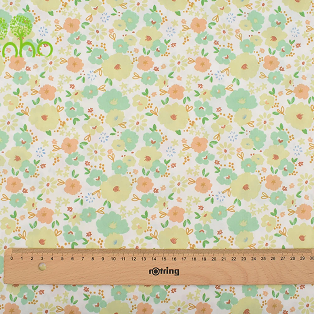 Chainho,Printed Twill Weave Cotton Fabric,DIY Sewing Quilting Material,Patchwork Cloth,Green Series,8 Designs,2 Sizes,15C76