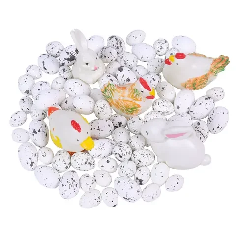 

77pcs Painting Foam Easter Eggs Bunny Chicken Easter Decoration For Home DIY Crafts Easter Wreath Happy Easter Party Favors Gift