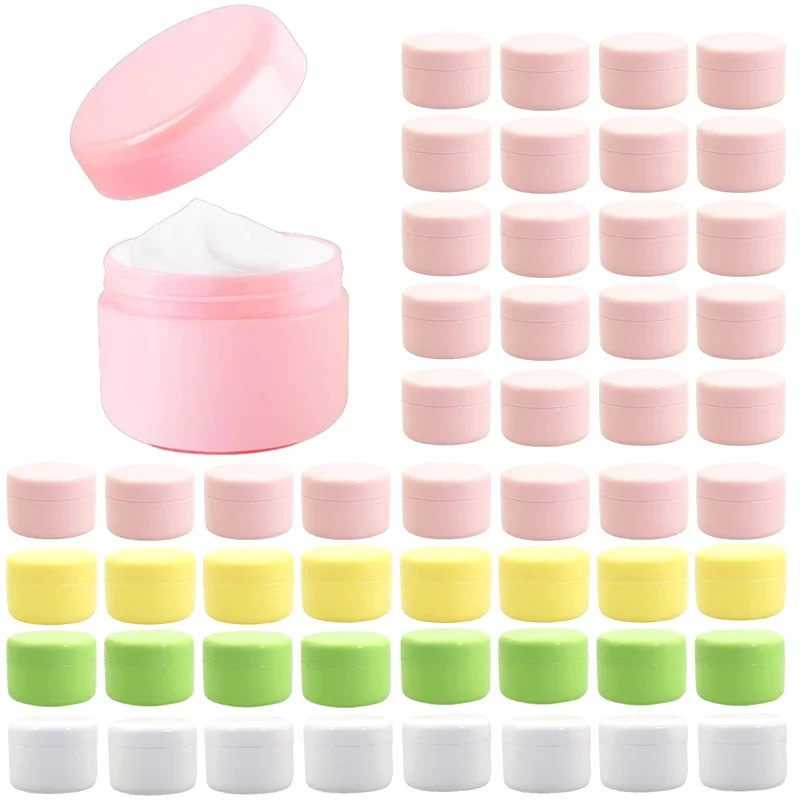 50Pcs Cosmetic Jars with Inner Liners Face Cream Lotion Cosmetic Container Sample Pot Plastic Cream Case for Travel 20g 30g