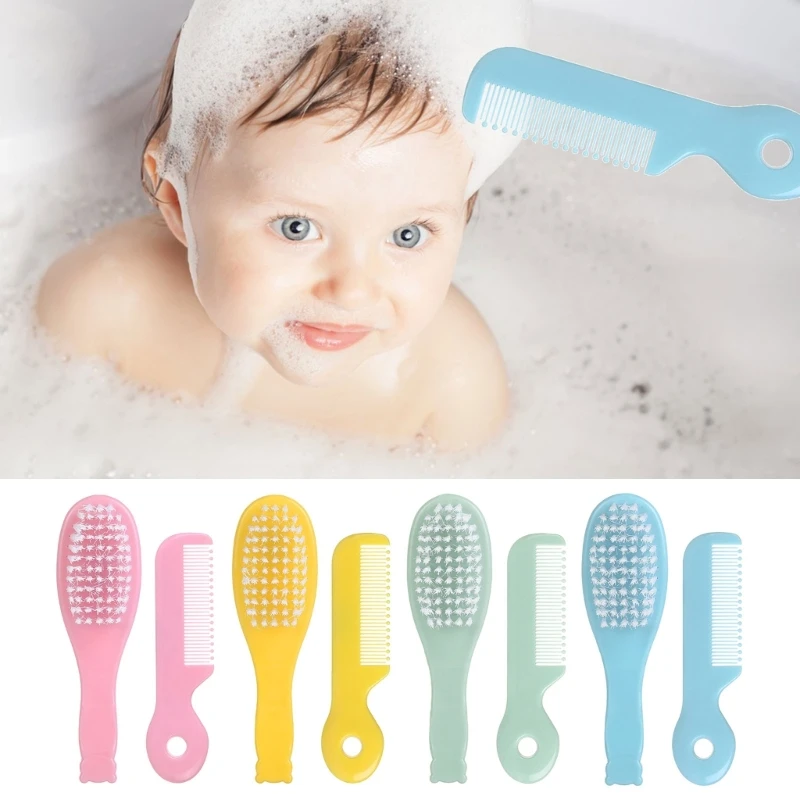 Hair Brush Comb Baby Hair Brush & Comb Set Soft Nylon Bristle Cradle Caps Toddler Infant Massage