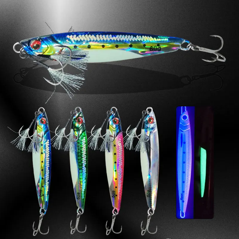 

AS Slow JIg Lure Fishing UV Glow Jig 3D Print Falling Angler 60g80g Metal Hard Bait Sinking Jigging Pesca Bait