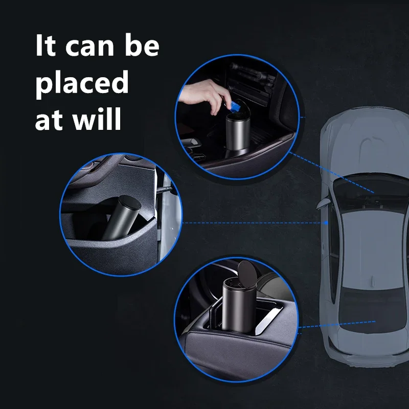 Baseus Car Trash Bin Alloy Garbage Can For Car Dustbin Waste Rubbish Basket Bin Organizer Storage Holder Bag Auto Accessories Car Storage Bag Car Trash Can Car Trash Bag