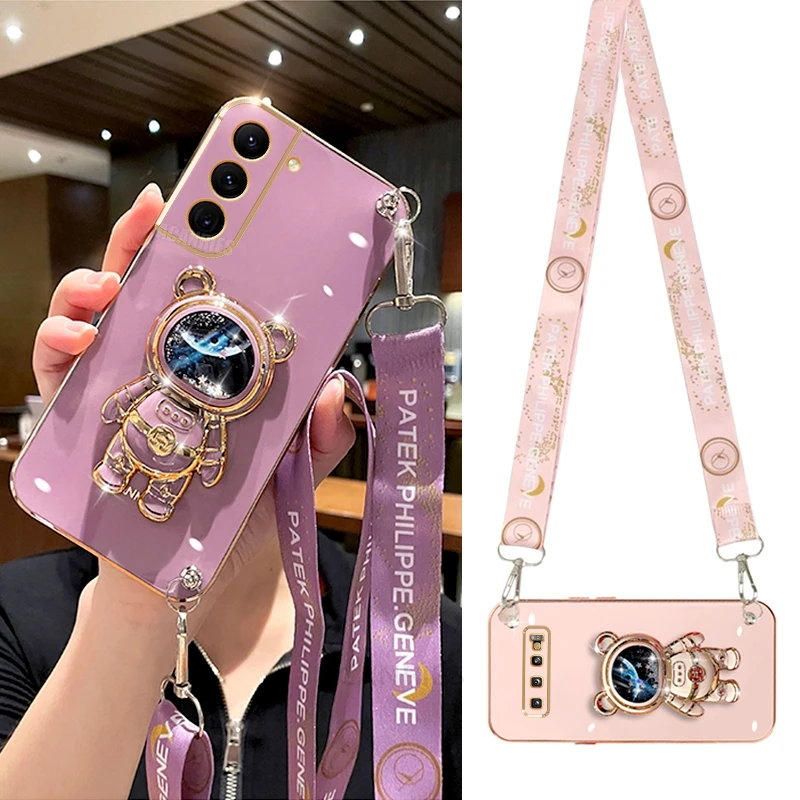 Étui de protection en silicone avec lanière pour Samsung Galaxy S21, S22, S23, S24 Plus Ultra, S20 Fe, Note 10, 20, 21, 22, 24_voghion.com