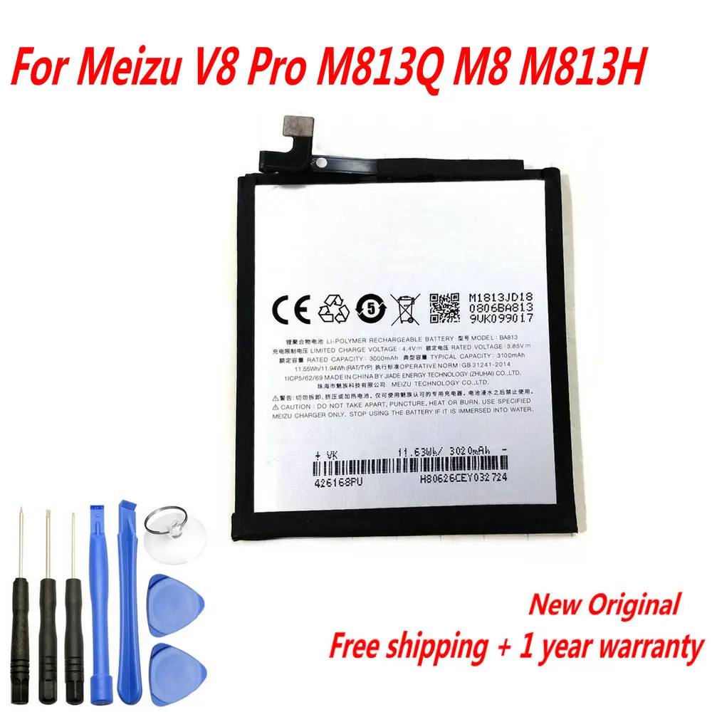 

NEW Original 3.8V 3100mAh BA813 Battery For Meizu V8 Pro M813Q M8 M813H Mobile Phone