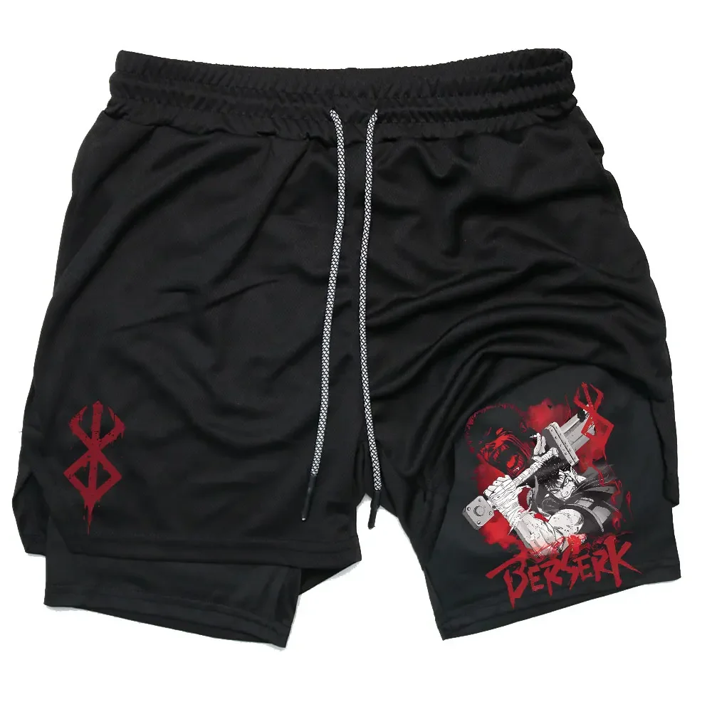 Anime Berserk Performance Shorts Men 2 In 1 Running Quick-Drying GYM Short Pants Workout Sportswear Yoga Basketball Shorts 5