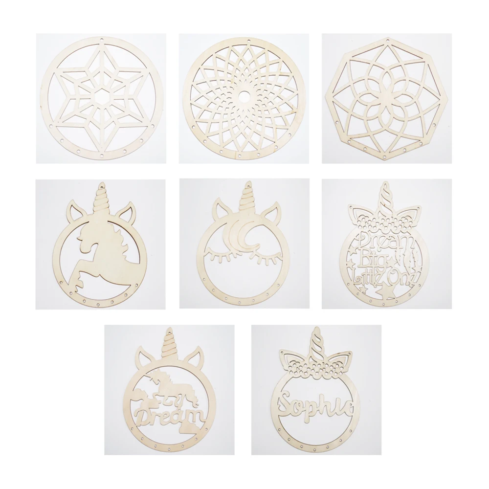 Mini Handmade Wind Chimes Unicorn Wooden Feather Dream Catcher Wall Decoration Can Be Graffiti Home Children's Room Decoration