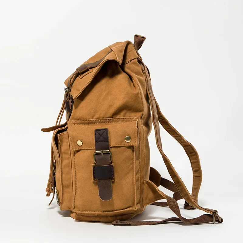 Vintage Leather Military Canvas travel Backpacks Men &Women School Backpacks men Travel bag big Canvas Backpack Large bag 3
