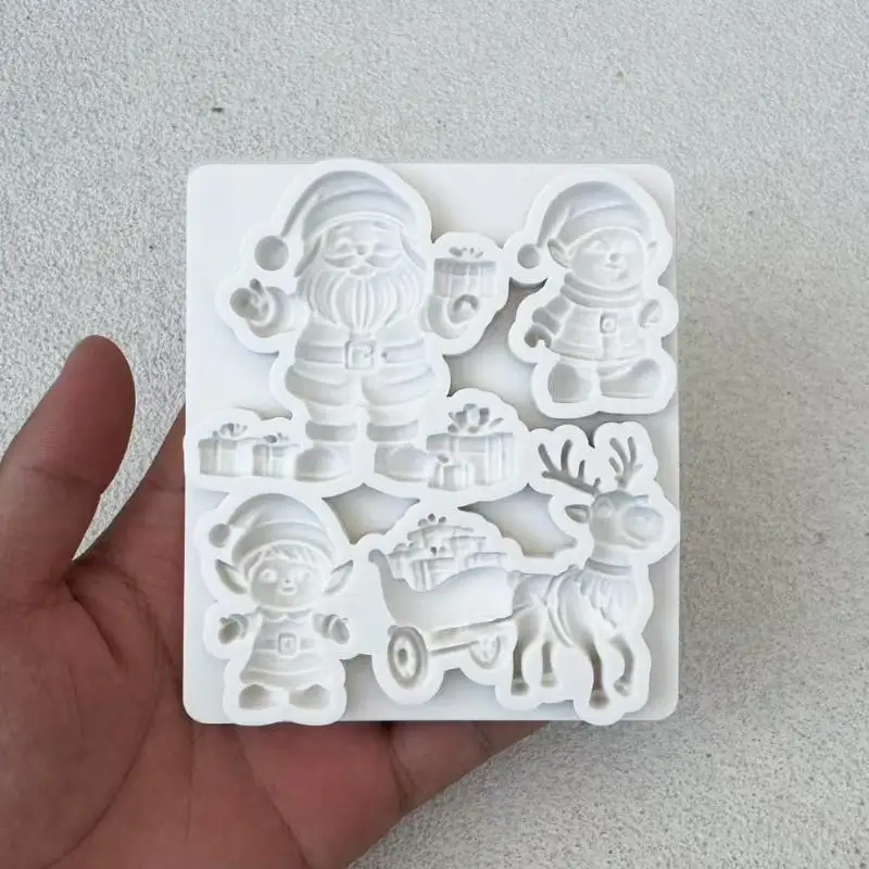 Reindeer Santa Claus Sleigh Elf Christmas Silicone Sugarcraft Mold Cupcake Baking Mould Fondant Cake Decorating Tools