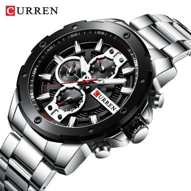 Curren 8336 Men's steel strap calendar Waterproof Quartz Six-Pin Watch Men's Watch
