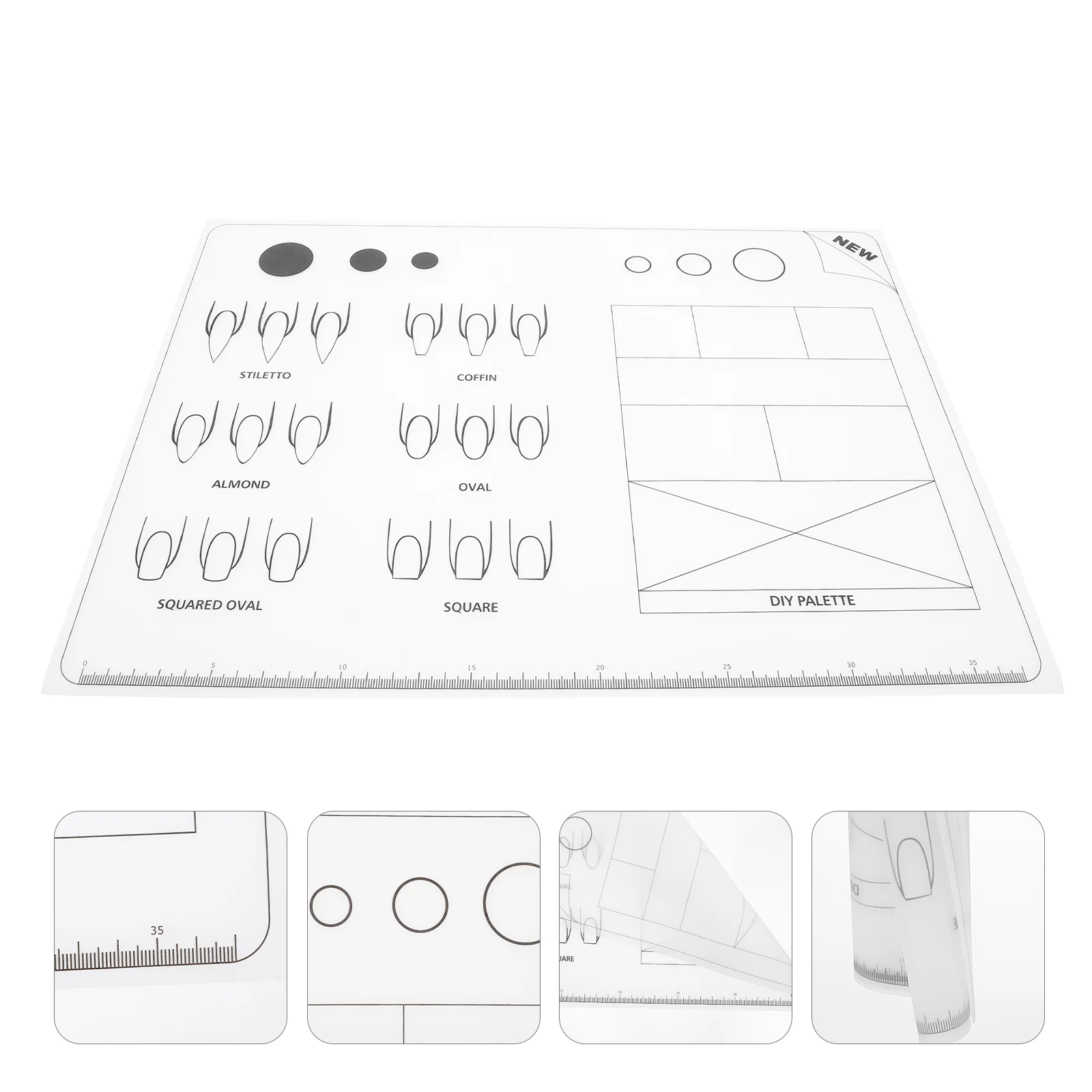Nail Coloring Pad Acrylic Kit Beginners Small Practice Mat Flexible Silica Gel Beginers Nails Training Application Bead