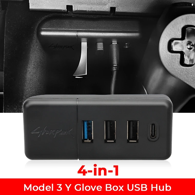 For Tesla Model Y 2021 2022 Glovebox USB Expansion Hub Ports Splitter