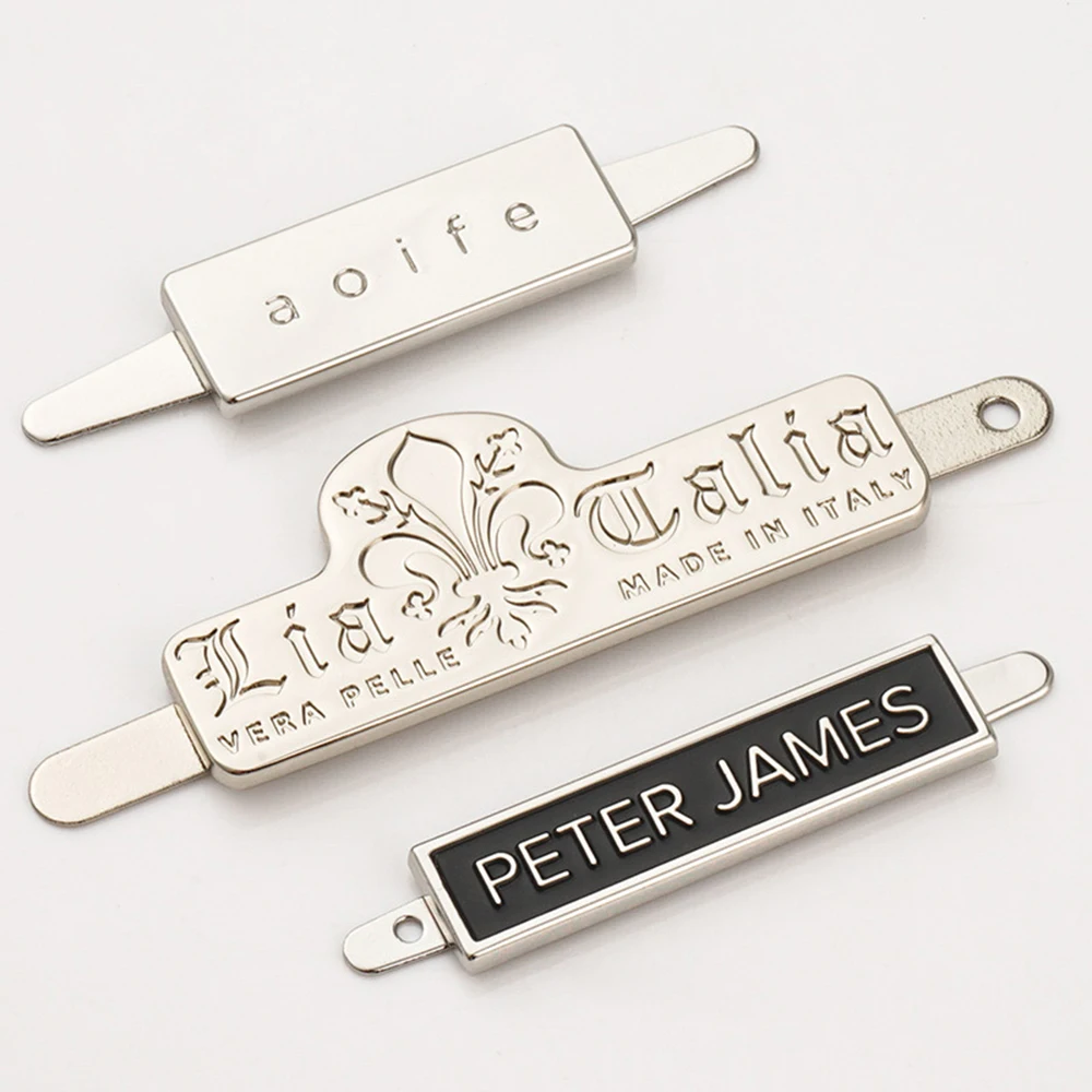 Die Cast Zinc Alloy Perforated Suture Clothing Label Luggage Letters, Electroplated Nameplates, Metal s