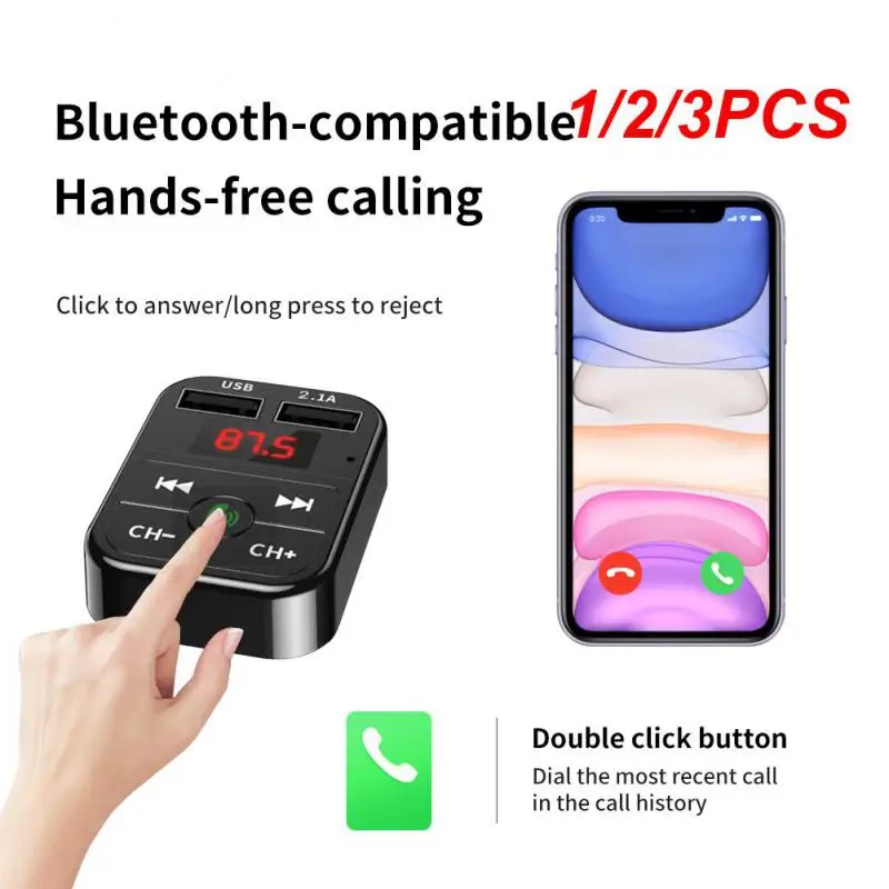 1/2/3Pcs Car 5.0 Trasmettitore Fm Adattatore Wireless Mic Ricevitore Audio Lettore Mp3 Automatico 2.1A Dual Usb Fast Charger Car