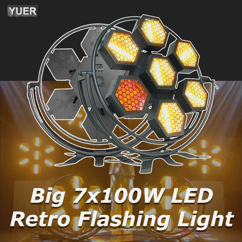 7x100WRGBLEDRetroFlashLightDMXDJSoundPartyflashinglights