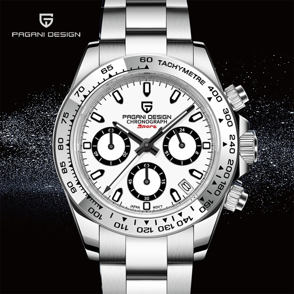 

PAGANI DESIGN Men Quartz Watch Luxury Sapphire Glass VK63 Stainless Steel Bezel brands wristwatches Chronograph reloj hombre