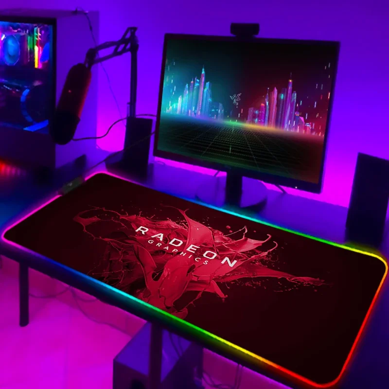 

Mouse Pad Xxl Luminous Anime RGB Desk Backlight AMD Gaming With Wire Mats Mat Mousepad Gamer Pc Accessories Mause Keyboard Large