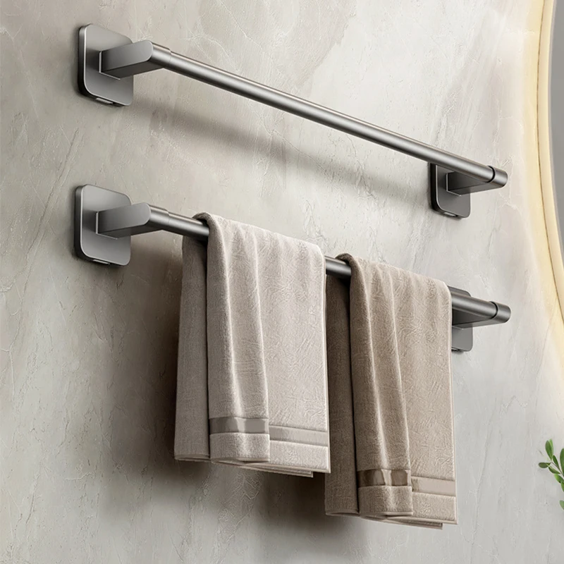 Self-adhesive Towel Holder Space Aluminum No Drilling Bathroom Towel Organizers Bar Bathroom Shelves Hand Bar towel rack towel holder bathroom facilities