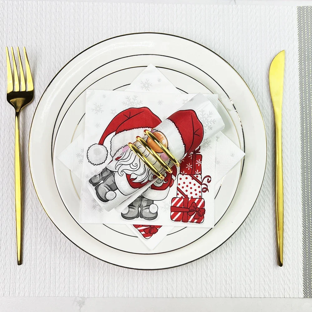 20pcs Merry Christmas Party Napkins Lucky Red Christmas Dinner Table Napkins Paper Safe Fragrant Free Soft Mouth Wiping Tissue