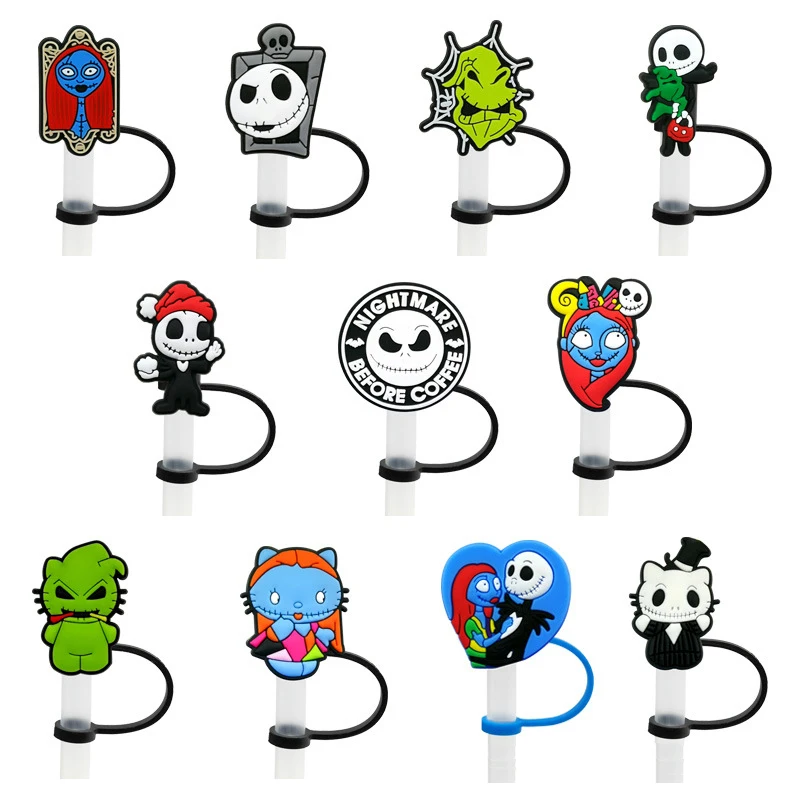 

Halloween Straw Silicone Stoppers Cartoon Ghost Skull Reusable Straw Covers Splash Resistant Drinking Straw Caps Halloween Gifts