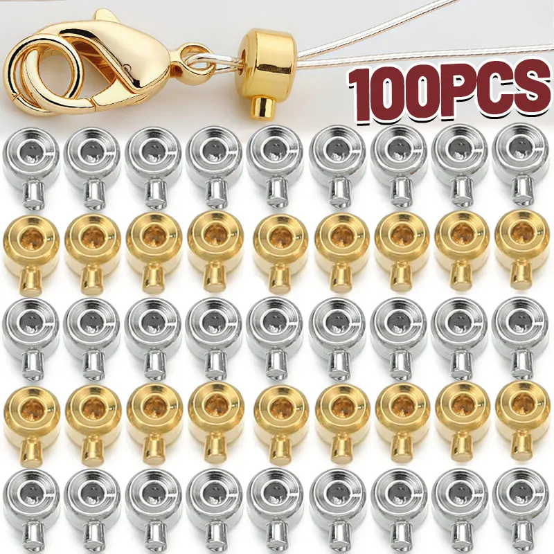 100/10개 구리 크림프 비즈 스페이서 비즈 스토퍼 코드 엔드 캡 참 장식 팔찌 ..