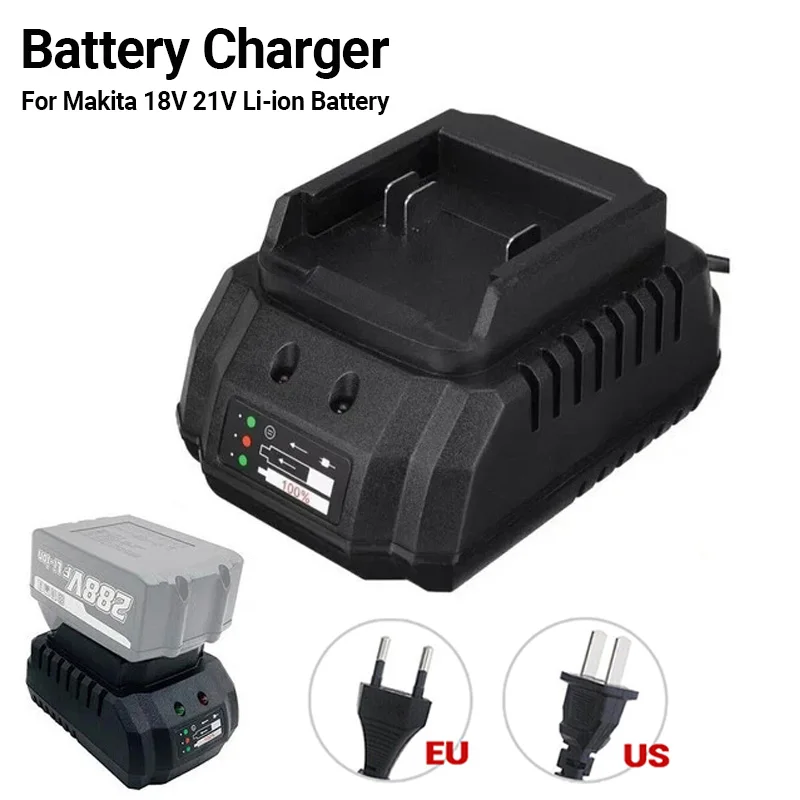 Battery Charger Suitable For Makita 18V 21V Li-ion Battery Portable Fast Charger Replacement EU Plug US Plug