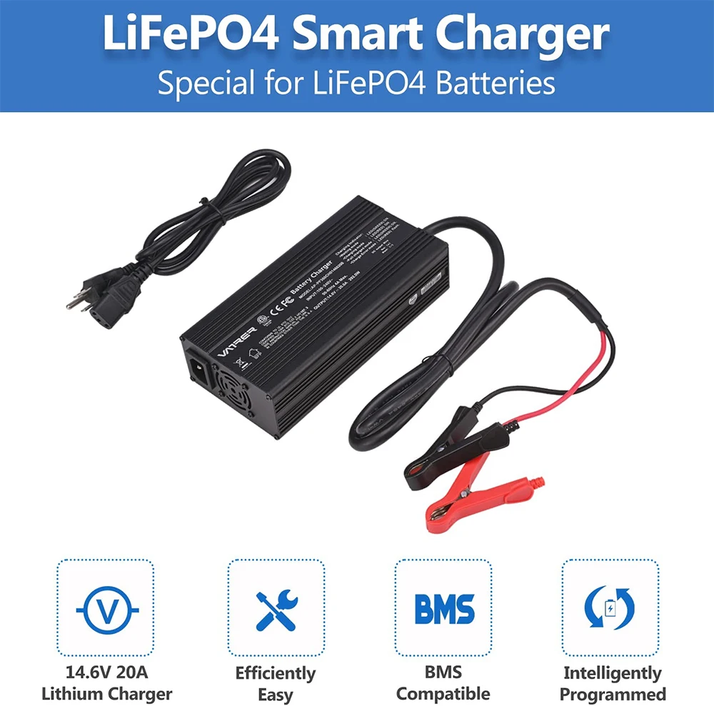 12V 20A LifePO4 Car Battery Charger 14.6V Smart Charger Maintainer for LiFePO4  Lithium-Iron Deep Cycle Rechargeable Batteries - AliExpress