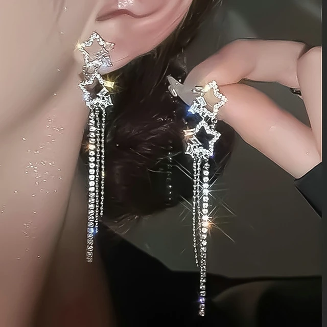 Full Rhinestone Bow Tassels Drop Earrings, Bow Zircon Crystal Earrings, Bow Tie Earrings Jewelry Accessories for Women and Girls,Alloy,free Returns