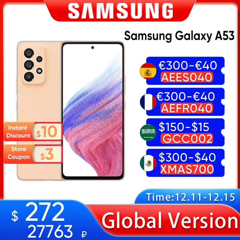 Original Samsung Galaxy A53 5G Smartphone Android Exynos 1280 Octa-core  120Hz Super AMOLED 5000mAh 25W Fast Charge Mobile Phone