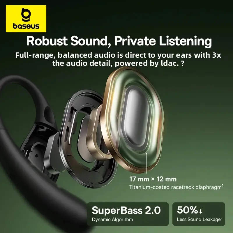 Baseus Eli Sport 2 Open-Ear Wireless Earphones Bluetooth 6.0 OWS Headphones Hi-Res with LDAC OWS Earphones Earhook Sport Earbuds - Image 5