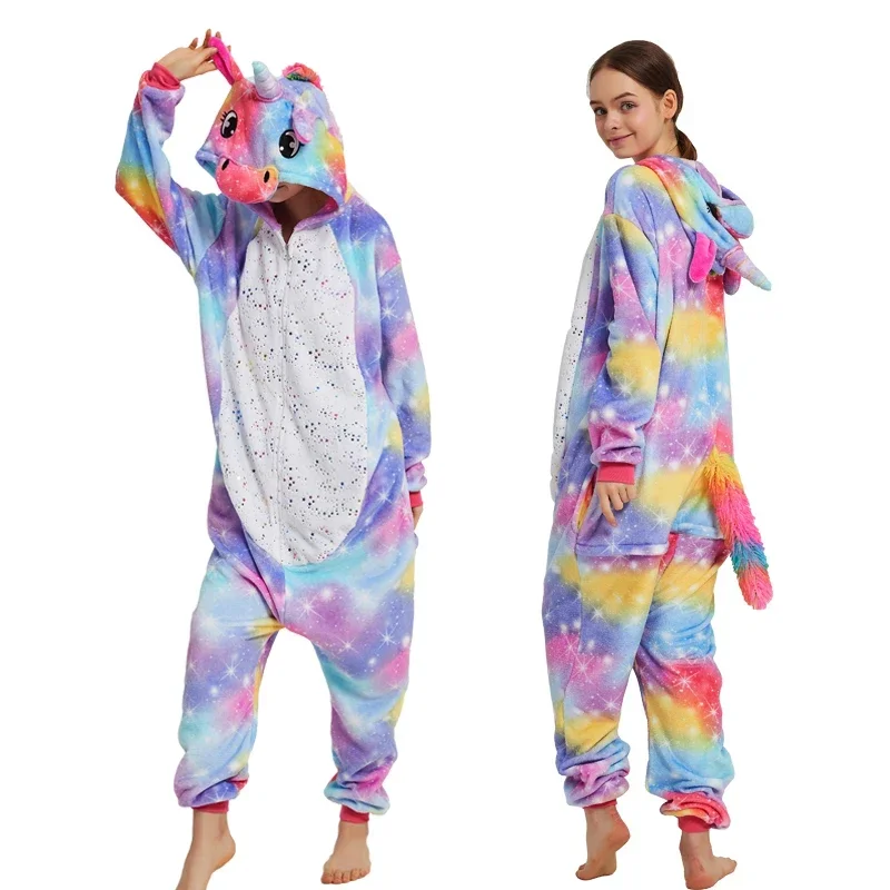 Adults Animal Onesies Unicorn Pajamas Sets Sleepwear Women Men Winter Unisex Unicornio Costumes Kids Cartoon Flannel Pajamas adult pajamas