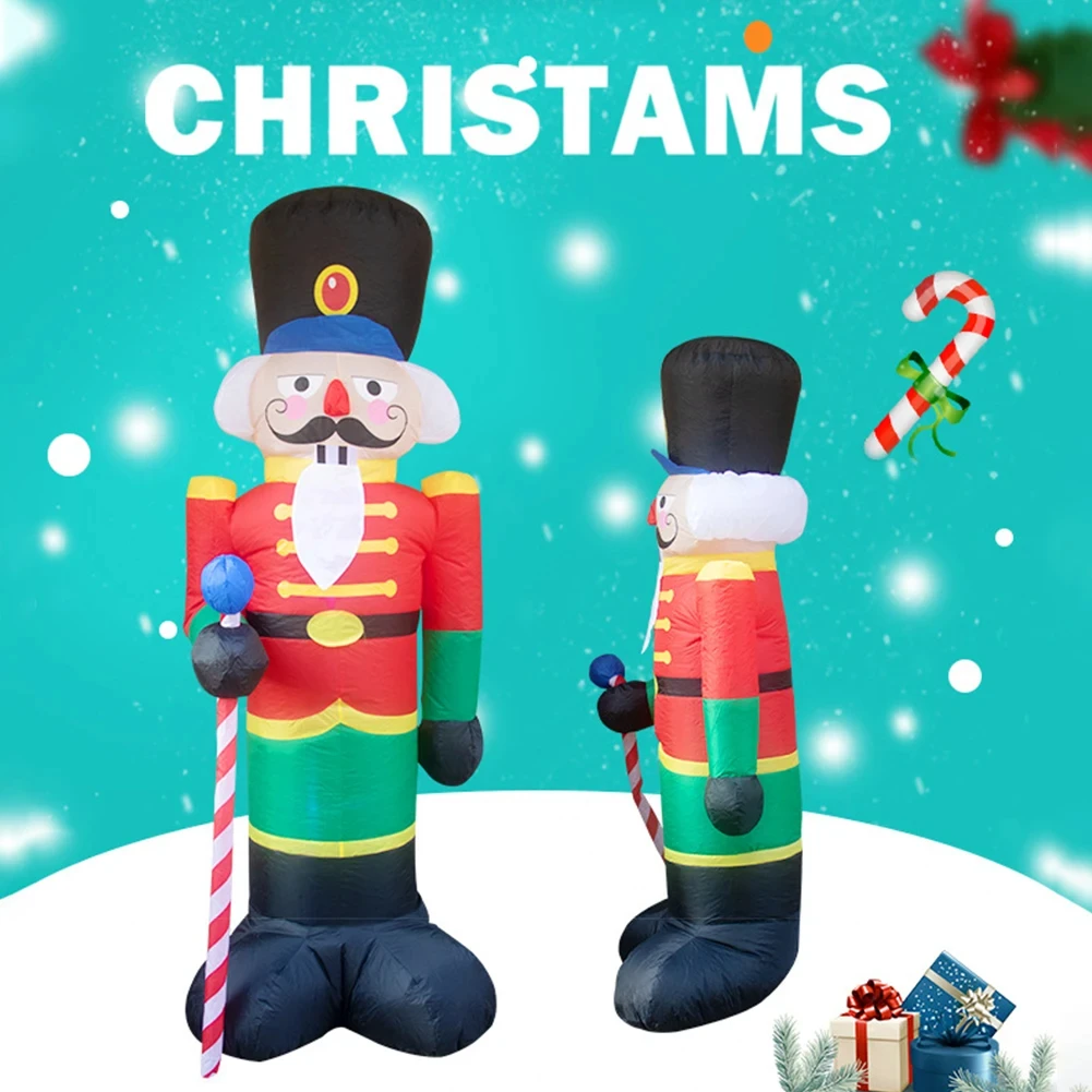 2.4M Inflatable Nutcracker Soldier built-in LED Light Outdoors Christmas Decorations for Indoor Home Yard Garden Xmas Decoratio 2