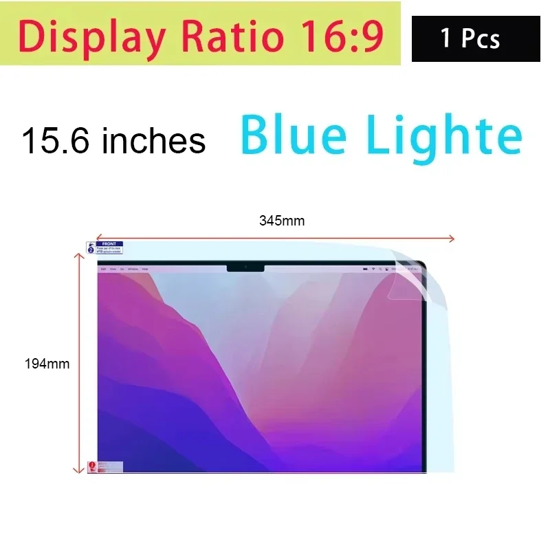 Universal 15.6-Inch Laptop Screen Protector Film, 16:9 Ratio, Anti-Glare/Anti-Scratch