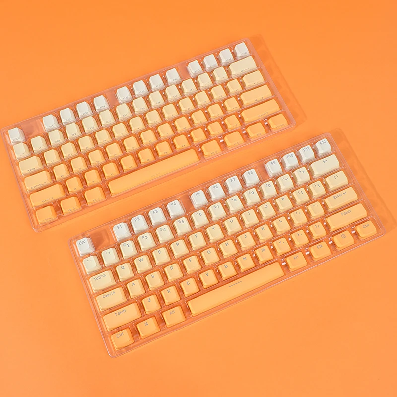 Backlit Keycaps Transparentes para Teclado Interruptor mx Perfil Oem Lado e Impressão Superior Pbt Gradiente de Laranja Gk61 75 87 104 - Imagem 2