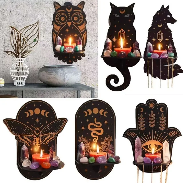 Wall Shelf Stone Wall Shelf Hand Wooden Display Stand Hanging Candle Holder Wall Decor Shelves home decoration shelf decor 2