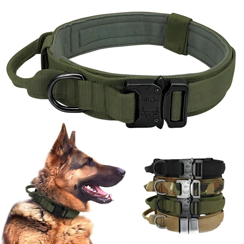 Nylon Tactical Dog Collar Handle Adjustable Durable Suitable for Medium Large Dogs Dogs Accessoires Pet Items dog collar pet collar