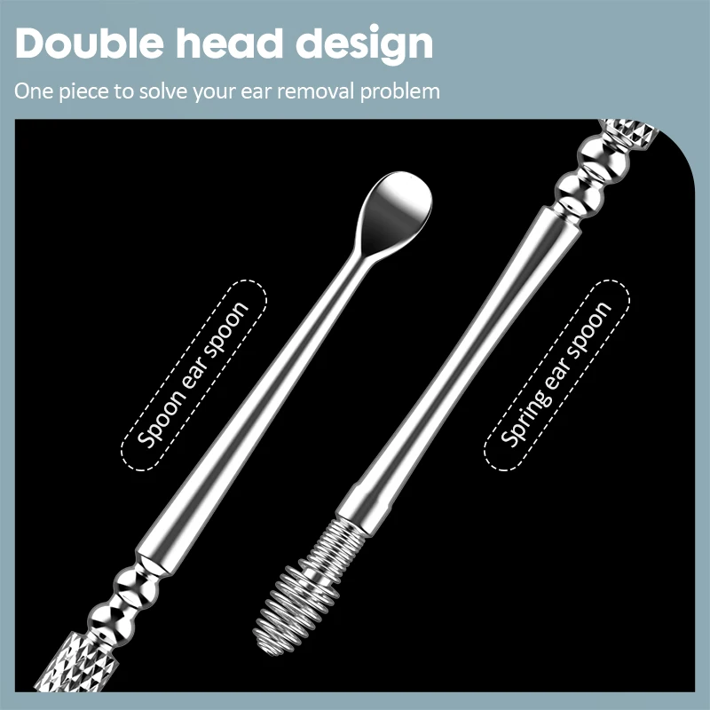 KK 360° Spiral Massage Ear Pick Ear Wax Removal Tool Stainless Steel Ear Spoon Flexible Design Ear Canal Cleaner Ear Care Tool 2