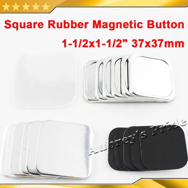Quadratische 37x37mm 40x60mm 25x70mm 100er-Sets Blanko-Pins, weiche Gummi-Magnetabzeichen, Button-Maker mit Metallrückseite, Button-Zubehör, Magnet – Detail 2